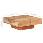 vidaXL Table basse 80x80x28 cm Bois d'acacia massif