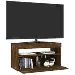 vidaXL Meuble TV avec lumières LED Chêne fumé 75x35x40 cm