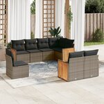vidaXL Salon de jardin 8 Pièces avec coussins gris résine tressée