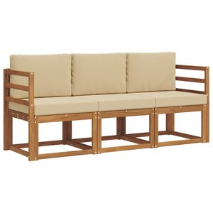 vidaXL Ensemble de canapés d'extérieur 3 Pièces Naturel et Beige