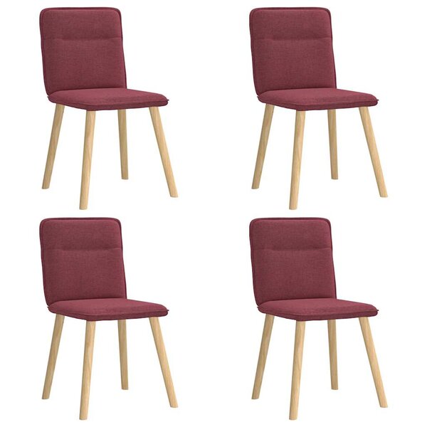 vidaXL Chaises à manger lot de 4 rouge bordeaux tissu