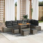 vidaXL Ensemble de canapé de jardin 10 Pièces Gris Poly rotin