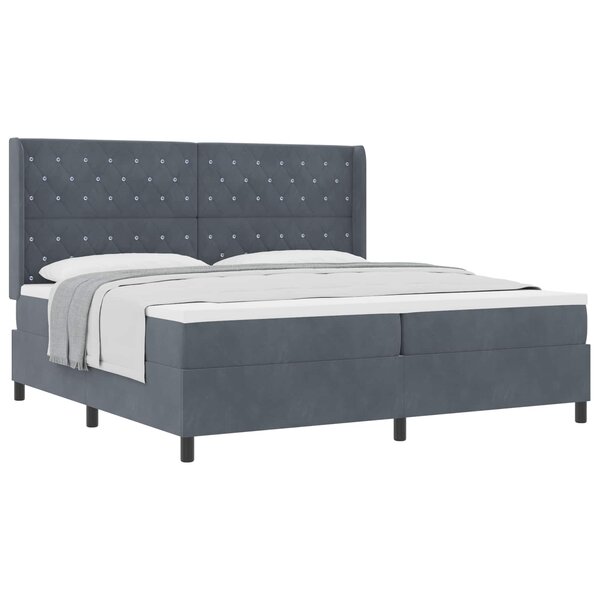 vidaXL Lit à ressorts avec matelas Gris foncé 200 x 200 cm Velours