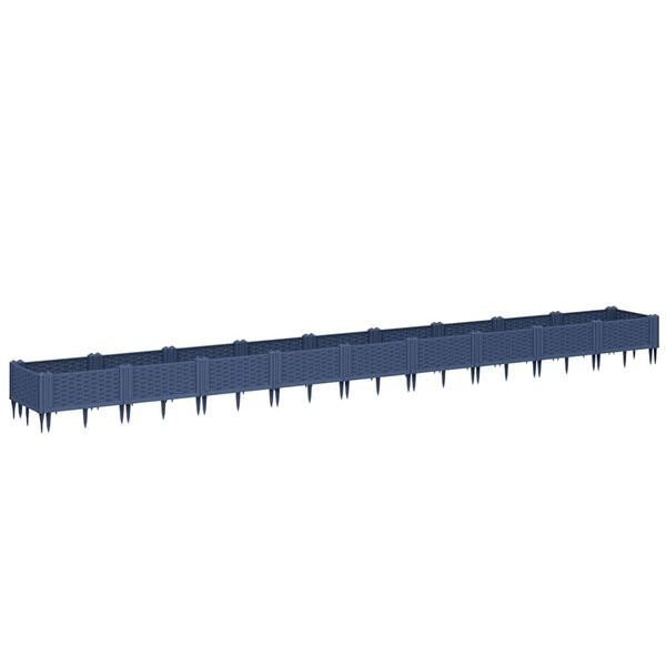 vidaXL Jardinière avec piquets bleu gris 362 5x42 5x28 5 cm PP