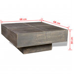 vidaXL Table basse carrée Marron foncé Bois massif de manguier