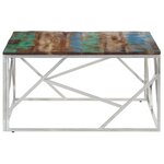 vidaXL Table basse argenté inox et bois de récupération massif