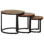 vidaXL Tables d'appoint 3 Pièces Bois de récupération massif