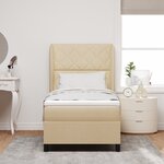 vidaXL Lit à ressorts avec matelas - crème 100x200 cm tissu