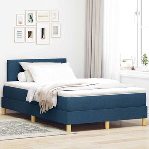 vidaXL Lit à ressorts avec coussin Bleu 120 x 190 cm tissu