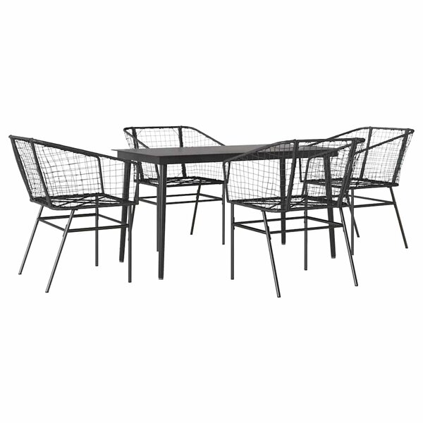 vidaXL Ensemble à manger de jardin 5 Pièces noir résine tressée verre
