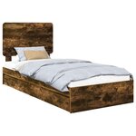 vidaXL Lit de Rangement Chêne fumé 75 x 190 cm Bois d'ingénierie