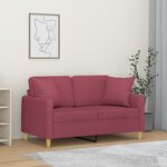 vidaXL Canapé 2 places avec oreillers bordeaux 120 cm tissu