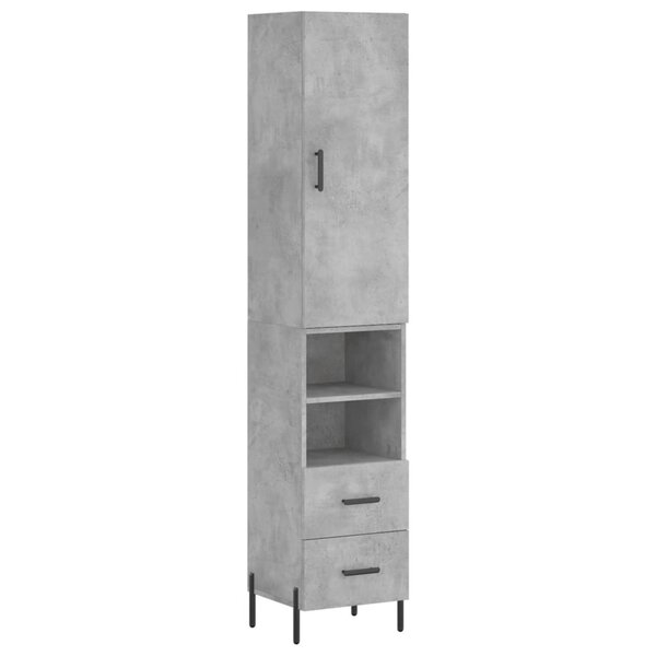 vidaXL Buffet haut Gris béton 34 5x34x180 cm Bois d'ingénierie