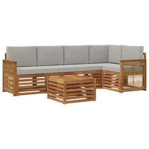 vidaXL Ensemble de canapés d'extérieur 5 pc Naturel et gris clair