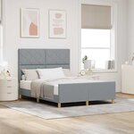 vidaXL Cadre de lit avec tête de lit Gris clair 140 x 200 cm tissu