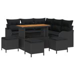 Set de Sofa de Jardin 9 Pièces avec Coussins Noir Rotin Poly Acacia