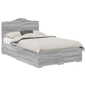 vidaXL Cadre de lit Gris Sonoma 120 x 190 cm Bois d'ingénierie