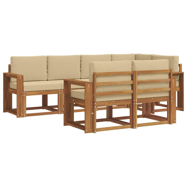 vidaXL Ensemble de canapés d'extérieur 7 Pièces Naturel et Beige