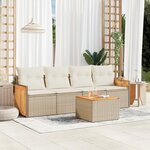 vidaXL Salon de jardin avec coussins 5 Pièces beige résine tressée