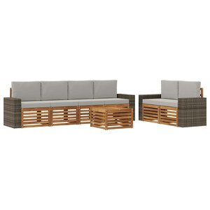 vidaXL Ensemble de canapés d'extérieur 7 pc Naturel et gris clair