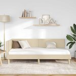 vidaXL Cadre de lit d'angle Autre avec tête de lit Crème 90 x 190 cm