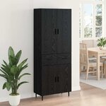 vidaXL Haut Armoire 2 Pièces Chêne noir Bois Aggloméré et Verre