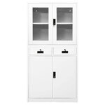 Armoire de bureau classique rangement dossiers 90 x 40 x 180 cm avec 3 étagères réglables en acier blanc 02_0046915