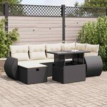 vidaXL Salon de jardin 7 Pièces avec coussins noir résine tressée