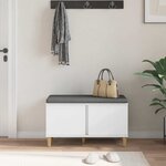 vidaXL Banc d'entrée avec coussin avec stockage Blanc 80 x 38 x 46 cm