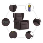 vidaXL Fauteuil de massage inclinable Marron foncé Tissu