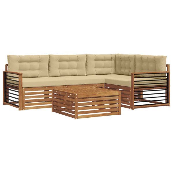 vidaXL Ensemble de canapés d'extérieur 5 pc Naturel et Beige