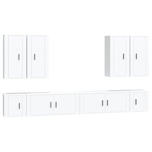 vidaXL Ensemble de meubles TV 8 Pièces Blanc Bois d'ingénierie