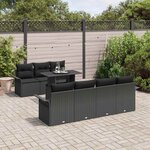 vidaXL Ensemble de canapé de jardin 8 Pièces Noir Poly Rattan