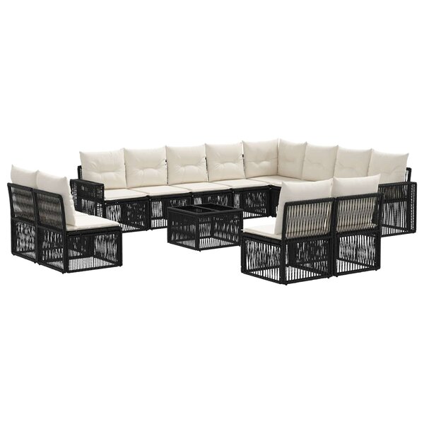 vidaXL Ensemble de canapé de jardin 13 Pièces Noir et blanc crème