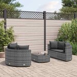 vidaXL Salon de jardin 5 Pièces avec coussins gris résine tressée