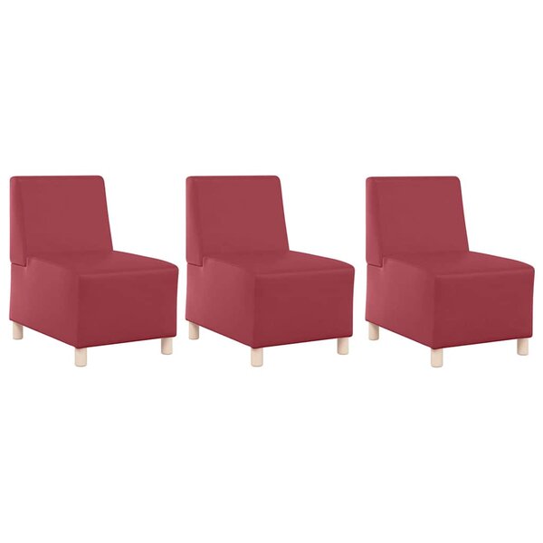 vidaXL Unité de Sofa Modulaire Sans Accoudoirs 3 Pièces Rouge bordeaux