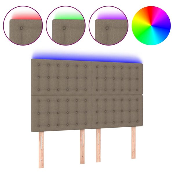 vidaXL Tête de lit à LED Taupe 144x5x118/128 cm Tissu