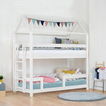 Lit superposé cabane MONTY 222 cm blanc
