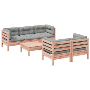 vidaXL Salon de jardin 6 Pièces et coussins bois massif sapin de douglas