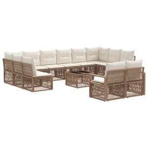 vidaXL Ensemble de canapé de jardin 13 Pièces Beige polyrotin