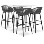 vidaXL Ensemble de bar 5 Pièces Blanc et gris