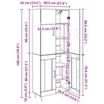 vidaXL Haut Armoire Chêne noir 69 5 x 34 x 180 cm Bois d'ingénierie