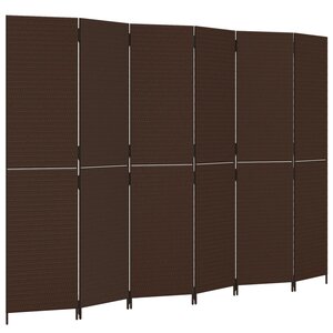 vidaXL Cloison de séparation 6 panneaux marron résine tressée
