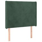 vidaXL Tête de lit avec oreilles Vert foncé 93x16x118/128 cm Velours
