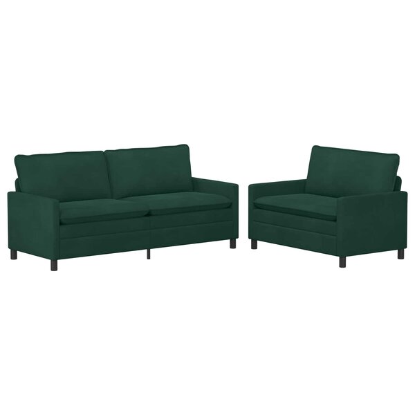 vidaXL Ensemble de Canapés 2 Pièces Vert foncé Velours