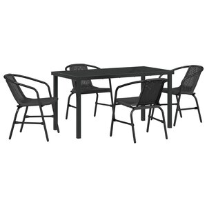 vidaXL Ensemble de salle à manger de jardin 5 pièces Noir Poly Rattan