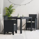 vidaXL Ensemble de salle à manger de jardin 3 pièces avec coussins en rotin poly anthracite