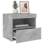 vidaXL Table de chevet avec lumières LED gris béton 50x40x45 cm