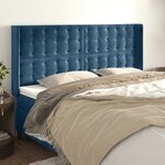 vidaXL Tête de lit avec oreilles Bleu foncé 163x16x118/128 cm Velours
