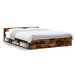 vidaXL Cadre de lit et tiroirs chêne fumé 120x200 cm bois d'ingénierie